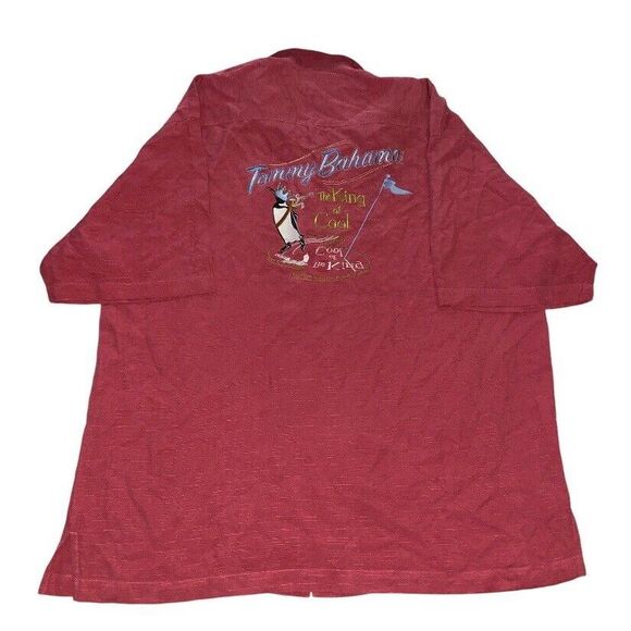 Tommy Bahama‎ Large Red Shirt Embroidered The King of Cool Loop Collar CAMP - Picture 1 of 11